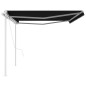 vidaXL Tenda da Sole Retrattile Automatica con Pali 5x3 m Antracite vidaXL Tenda da Sole Retrattile Automatica con Pali 5x3 m Antracite