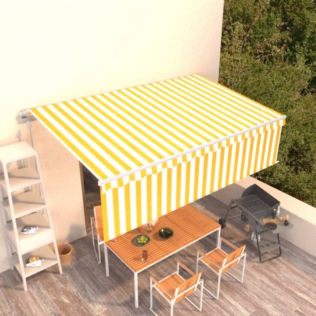 vidaXL Tenda Retrattile Automatica con Parasole 5x3m Gialla Bianca