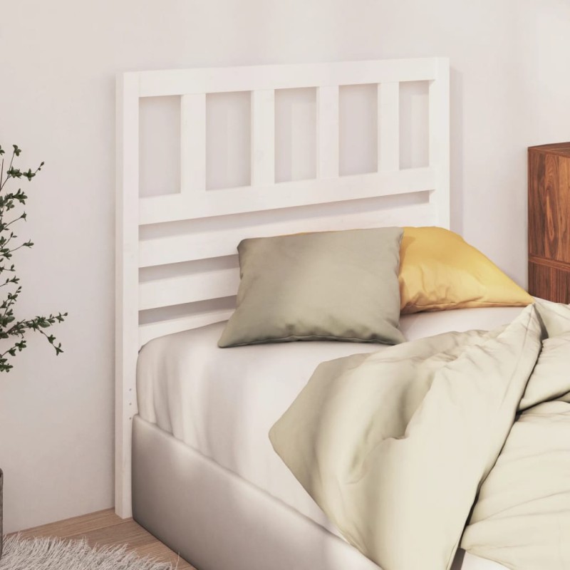 Testiera per Letto Bianca 106x4x100cm in Legno Massello di Pino