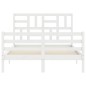 vidaXL Giroletto con Testiera Bianco Small Double Legno Massello