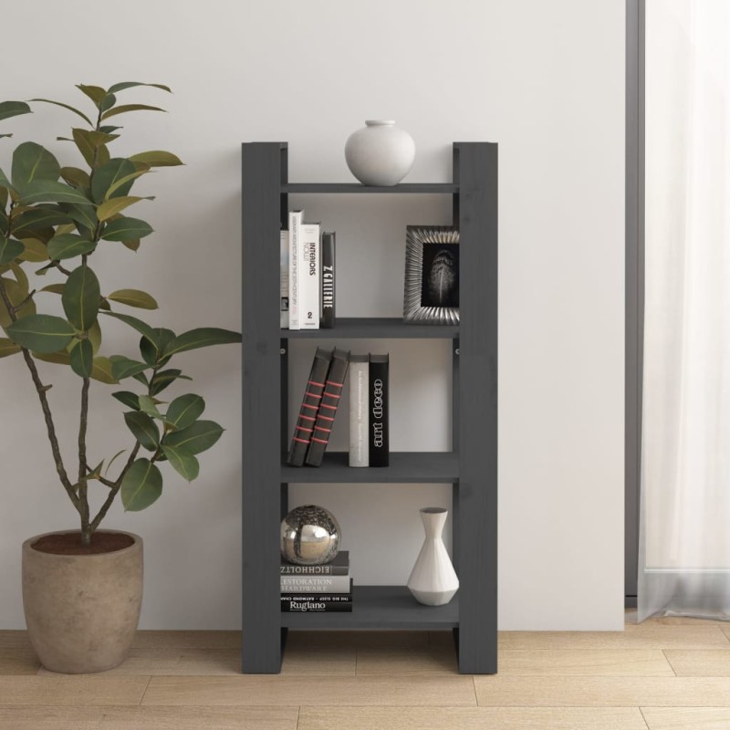 Libreria/Divisorio Grigio 60x35x125 cm Legno Massello Libreria/Divisorio Grigio 60x35x125 cm Legno Massello
