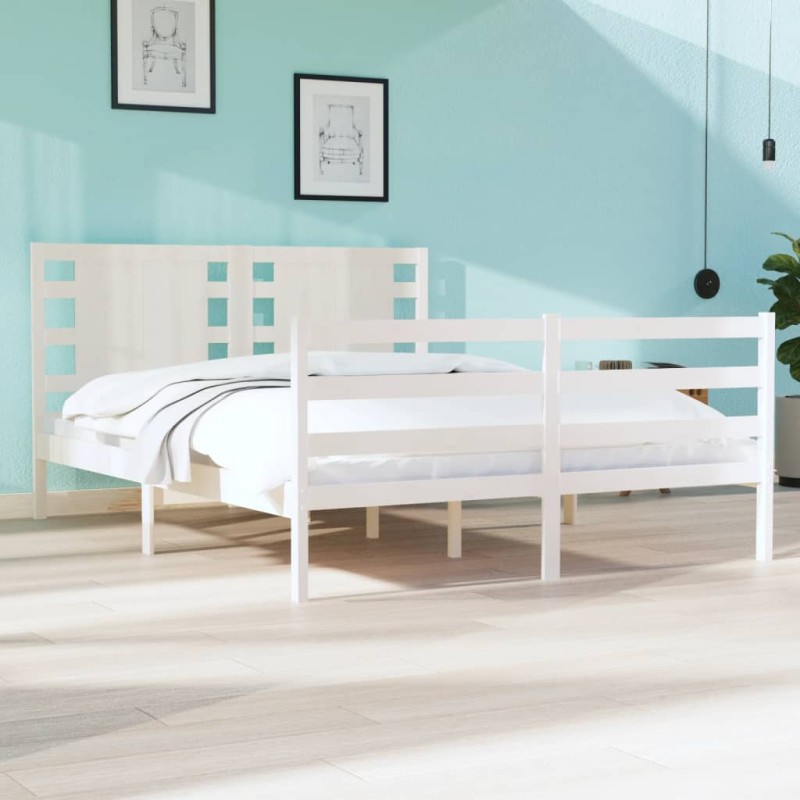 vidaXL Giroletto Bianco Legno Massello di Pino 120x190cm Small Double vidaXL Giroletto Bianco Legno Massello di Pino 120x190cm Small Double