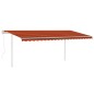 vidaXL Tenda Sole Retrattile Automatica con Pali 5x3m Arancio Marrone