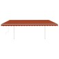 vidaXL Tenda Sole Retrattile Automatica con Pali 5x3m Arancio Marrone