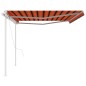 vidaXL Tenda Sole Retrattile Automatica con Pali 5x3m Arancio Marrone