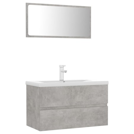 vidaXL Set Mobili da Bagno Grigio Cemento in Legno Multistrato