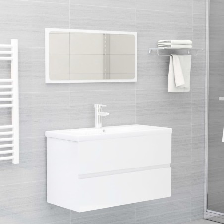 vidaXL Set Mobili da Bagno Bianco Lucido in Truciolato