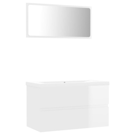 vidaXL Set Mobili da Bagno Bianco Lucido in Truciolato