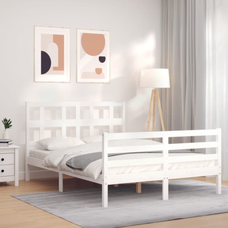 vidaXL Giroletto con Testiera Bianco Small Double Legno Massello