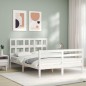 vidaXL Giroletto con Testiera Bianco Small Double Legno Massello vidaXL Giroletto con Testiera Bianco Small Double Legno Massello