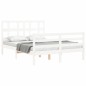 vidaXL Giroletto con Testiera Bianco Small Double Legno Massello vidaXL Giroletto con Testiera Bianco Small Double Legno Massello