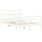 vidaXL Giroletto con Testiera Bianco Small Double Legno Massello vidaXL Giroletto con Testiera Bianco Small Double Legno Massello