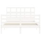 vidaXL Giroletto con Testiera Bianco Small Double Legno Massello vidaXL Giroletto con Testiera Bianco Small Double Legno Massello