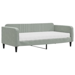 vidaXL Divano Letto con Materasso Grigio Chiaro 90x190 cm in Velluto