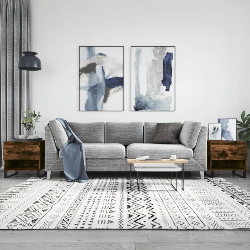 vidaXL Tavolini Salotto 2pz Rovere Fumo 50x46x50 cm Legno Multistrato vidaXL Tavolini Salotto 2pz Rovere Fumo 50x46x50 cm Legno Multistrato