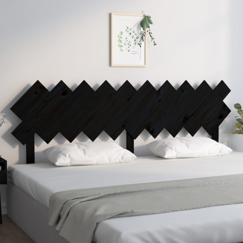 Testiera per Letto Nera 196x3x80,5 cm in Legno Massello di Pino Testiera per Letto Nera 196x3x80,5 cm in Legno Massello di Pino