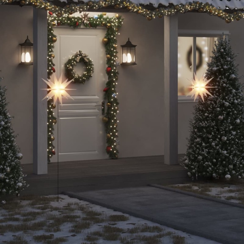 vidaXL Luce Stella Moravia con Picco Terra LED Pieghevole Bianca 57cm