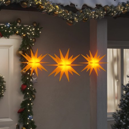 vidaXL Illuminazioni Stella Moravia con LED 3pz Pieghevoli Gialle