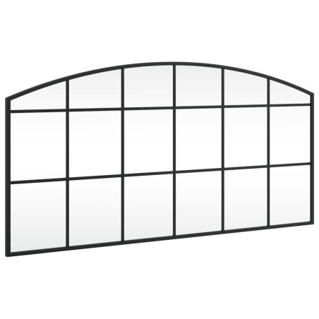 vidaXL Specchio da Parete Nero 100x50 cm Arco in Ferro
