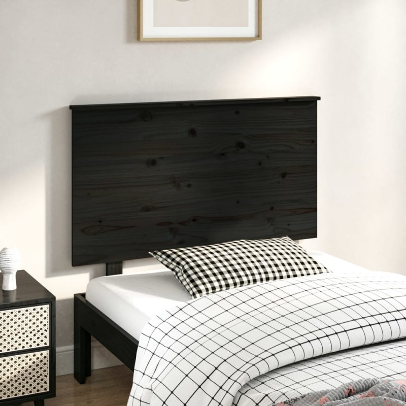 Testiera per Letto Nera 104x6x82,5 cm Legno Massello di Pino Testiera per Letto Nera 104x6x82,5 cm Legno Massello di Pino
