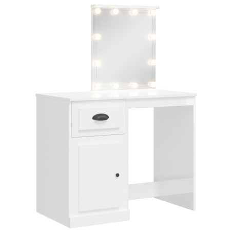vidaXL Toeletta con Luci LED Bianco Lucido 90x42x132,5 cm