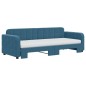 vidaXL Divano Letto Estraibile con Materassi Blu 80x200 cm Velluto vidaXL Divano Letto Estraibile con Materassi Blu 80x200 cm Velluto
