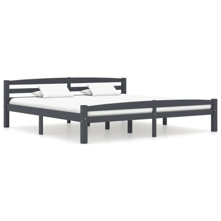 vidaXL Giroletto senza Materasso Grigio Scuro 200x200 cm Legno Pino