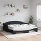 vidaXL Divano Letto Estraibile con Materassi Nero 90x190 cm in Tessuto vidaXL Divano Letto Estraibile con Materassi Nero 90x190 cm in Tessuto