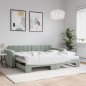 vidaXL Divano Letto Estraibile Materassi Grigio Chiaro 90x200 Velluto vidaXL Divano Letto Estraibile Materassi Grigio Chiaro 90x200 Velluto
