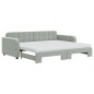 vidaXL Divano Letto Estraibile Materassi Grigio Chiaro 90x200 Velluto vidaXL Divano Letto Estraibile Materassi Grigio Chiaro 90x200 Velluto