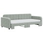 vidaXL Divano Letto Estraibile Materassi Grigio Chiaro 90x200 Velluto vidaXL Divano Letto Estraibile Materassi Grigio Chiaro 90x200 Velluto