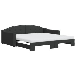 vidaXL Divano Letto Estraibile con Materassi Nero 100x200 cm Tessuto