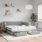 vidaXL Divano Letto Estraibile Cassetti Grigio Chiaro 90x190cm Velluto vidaXL Divano Letto Estraibile Cassetti Grigio Chiaro 90x190cm Velluto