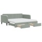 vidaXL Divano Letto Estraibile Cassetti Grigio Chiaro 90x190cm Velluto vidaXL Divano Letto Estraibile Cassetti Grigio Chiaro 90x190cm Velluto