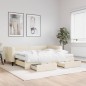 vidaXL Divano Letto Estraibile con Cassetti Crema 90x200 cm in Tessuto vidaXL Divano Letto Estraibile con Cassetti Crema 90x200 cm in Tessuto