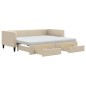 vidaXL Divano Letto Estraibile con Cassetti Crema 90x200 cm in Tessuto vidaXL Divano Letto Estraibile con Cassetti Crema 90x200 cm in Tessuto
