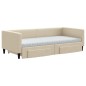 vidaXL Divano Letto Estraibile con Cassetti Crema 90x200 cm in Tessuto vidaXL Divano Letto Estraibile con Cassetti Crema 90x200 cm in Tessuto