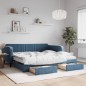 vidaXL Divano Letto Estraibile con Cassetti Blu 100x200 cm in Velluto vidaXL Divano Letto Estraibile con Cassetti Blu 100x200 cm in Velluto
