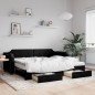 vidaXL Divano Letto Estraibile con Cassetti Nero 80x200 cm in Tessuto vidaXL Divano Letto Estraibile con Cassetti Nero 80x200 cm in Tessuto