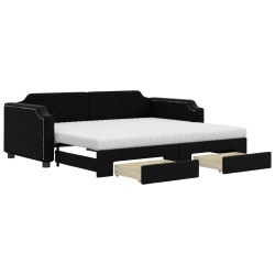 vidaXL Divano Letto Estraibile con Cassetti Nero 80x200 cm in Tessuto