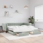 vidaXL Divano Letto Estraibile Cassetti Grigio Chiaro 100x200 Velluto vidaXL Divano Letto Estraibile Cassetti Grigio Chiaro 100x200 Velluto