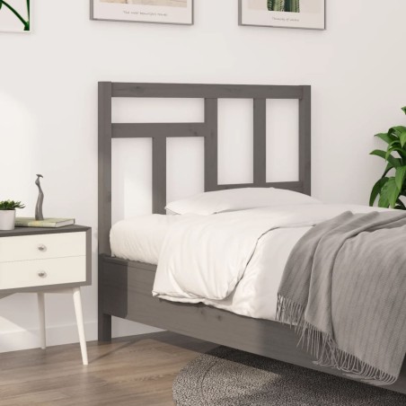 Testiera per Letto Grigia 105,5x4x100 cm Legno Massello di Pino