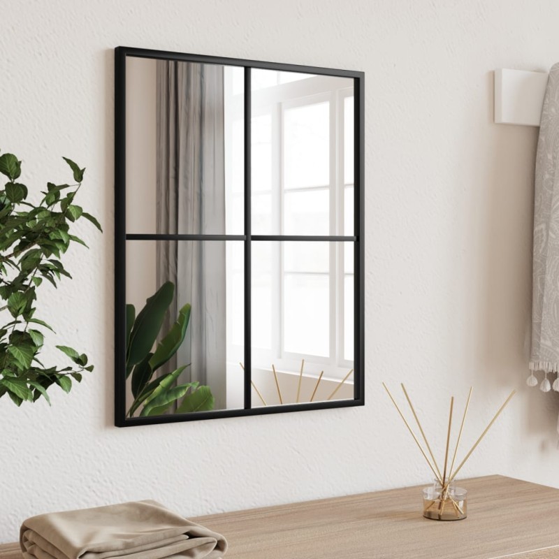 vidaXL Specchio da Parete Nero 40x50 cm Rettangolare in Ferro