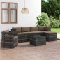 vidaXL Set Divani da Giardino su Pallet 7 pz con Cuscini Massello Pino vidaXL Set Divani da Giardino su Pallet 7 pz con Cuscini Massello Pino