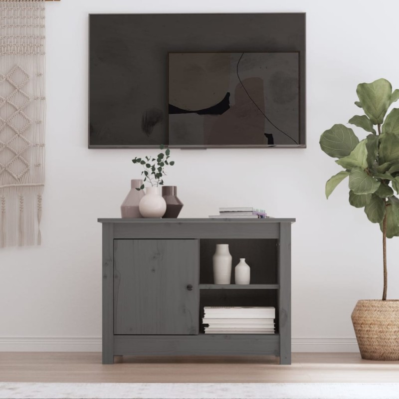 Mobile Porta TV Grigio 70x36,5x52 cm in Legno Massello di Pino Mobile Porta TV Grigio 70x36,5x52 cm in Legno Massello di Pino
