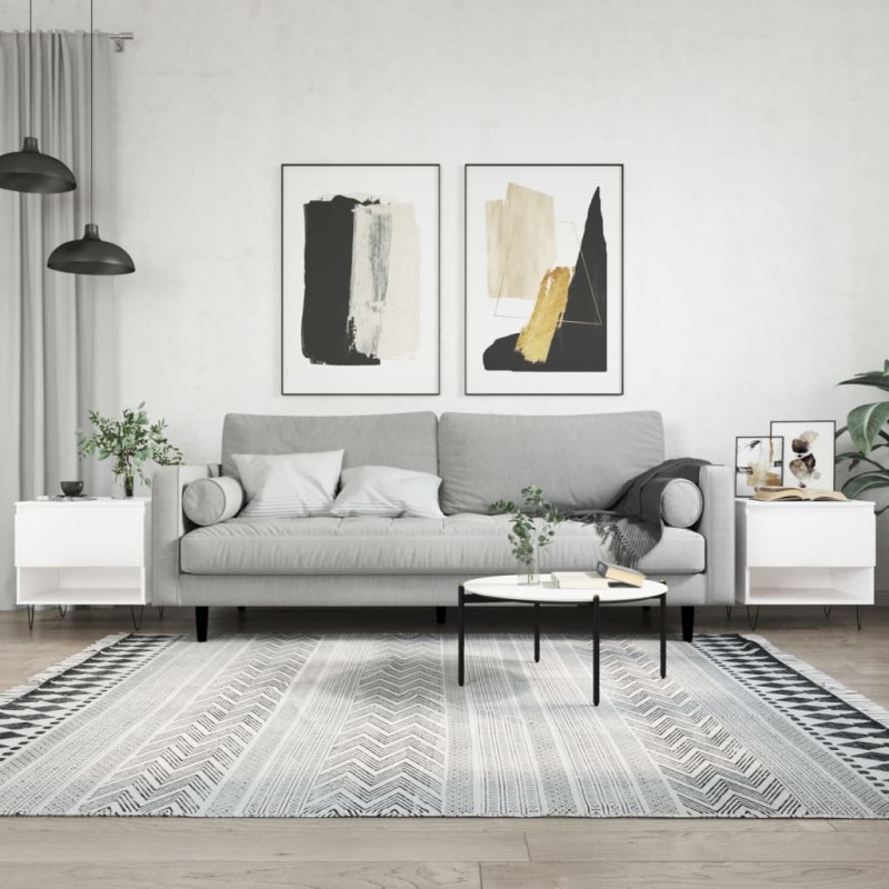 vidaXL Tavolini Salotto 2pz Bianco Lucido 50x46x50cm Legno Multistrato vidaXL Tavolini Salotto 2pz Bianco Lucido 50x46x50cm Legno Multistrato