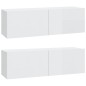 Set di Mobili Porta TV 4 pz Bianco Lucido in Legno Multistrato Set di Mobili Porta TV 4 pz Bianco Lucido in Legno Multistrato