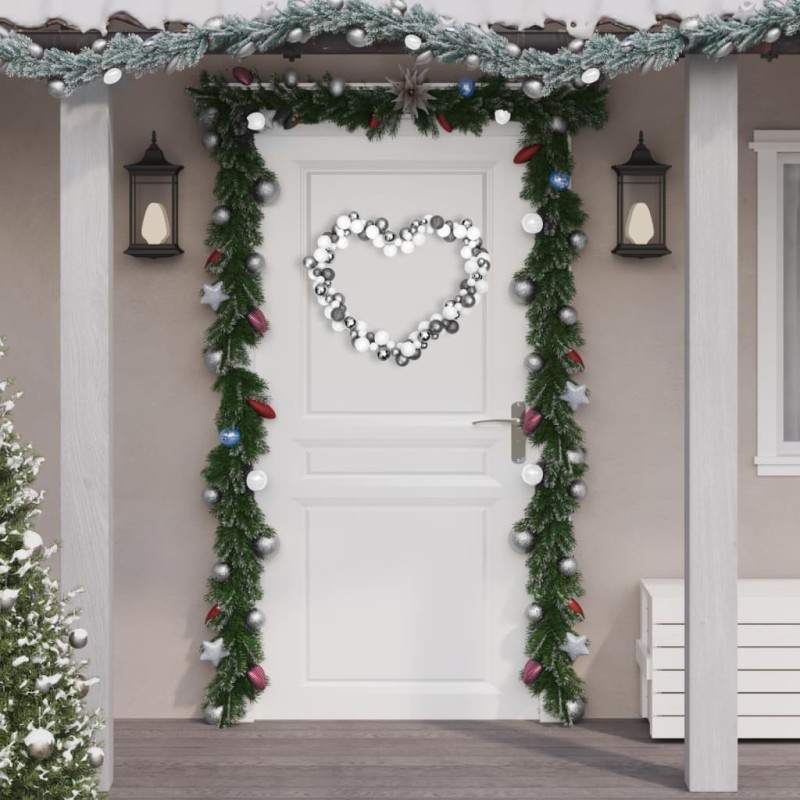 vidaXL Ghirlanda Palline di Natale Bianche e Grigie 175 cm Polistirene vidaXL Ghirlanda Palline di Natale Bianche e Grigie 175 cm Polistirene