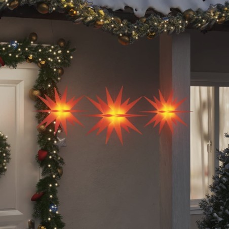 vidaXL Illuminazioni Stella Moravia con LED 3pz Pieghevoli Rosse