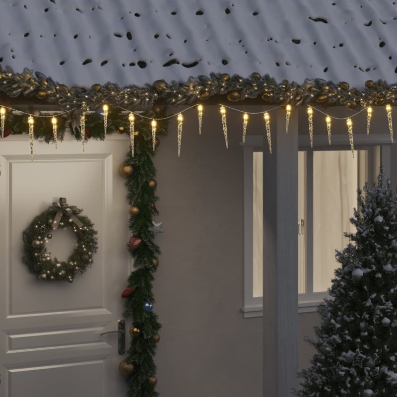 vidaXL Luce Natale a Ghiacciolo 100 LED Bianco Caldo 10 m Acrilico PVC vidaXL Luce Natale a Ghiacciolo 100 LED Bianco Caldo 10 m Acrilico PVC